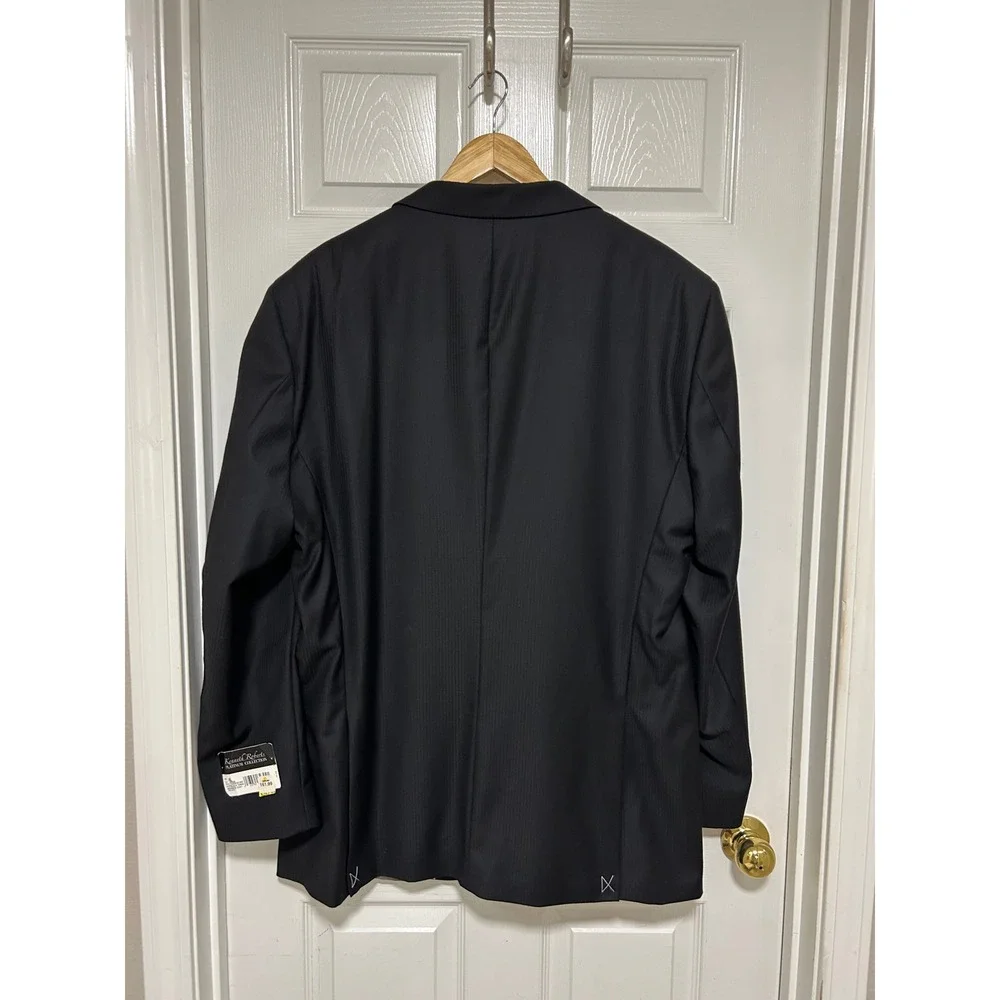 Kenneth Roberts Platinum Collection Fine Worsted Wool Black Tailored Blazer  46L